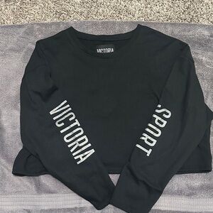 Victoria's Secret Black Cropped Sweatshirt